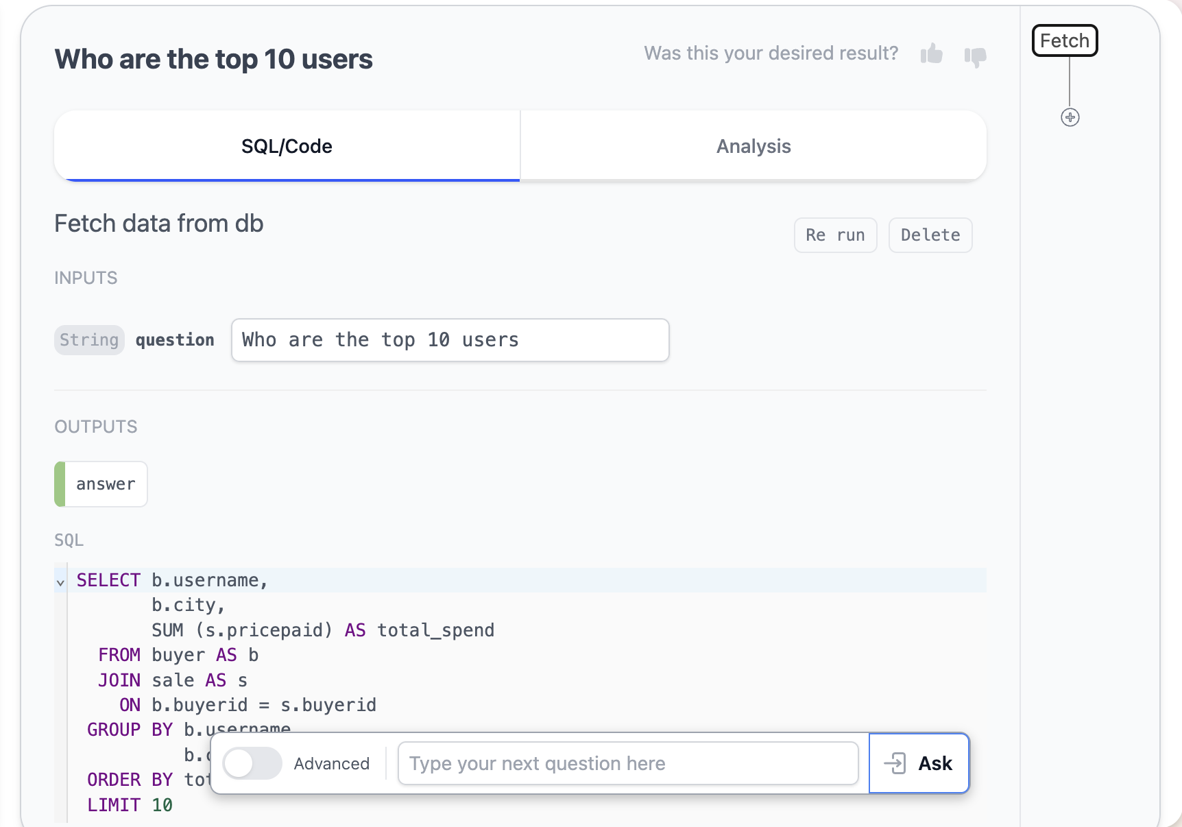 Generated SQL